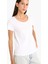 Regular Fit Yuvarlak Yaka Basic Düz Kısa Kollu Beyaz Tişört K1508AZ25SM 3