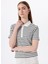Polo Yaka Çizgili Siyah - Beyaz Kadın T-Shirt M5SL-TST1159 1