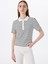 Polo Yaka Çizgili Siyah - Beyaz Kadın T-Shirt M5SL-TST1159 2