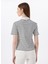 Polo Yaka Çizgili Siyah - Beyaz Kadın T-Shirt M5SL-TST1159 4