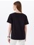 V Yaka Nakışlı Siyah Kadın T-Shirt M5SL-TST1848 5