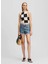 Karl Lagerfeld Jeans Bebe Yaka Kareli Siyah - Beyaz Kadın Bluz A2W18003 1