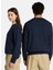 Woven Badge (Lb) Crew Neck Lacivert Bisiklet Yaka Normal Düz Erkek Sweatshırt 4