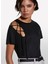 Bisiklet Yaka Siyah Kadın T-Shirt 3W6HL107N 3
