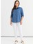 Polo Yaka Çizgili Indigo Kadın Bluz 25YSL8134-BB 1