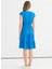 Kruvaze Yaka Desenli Mavi Standart Kadın Elbise 25YSL7638 4