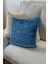 Bohem 4'lü Dekoratif Yastık Kılıfı Kırlent Kılıfı 45 x 45 cm Petrol Mavisi Zikzak Desen 3