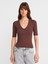31843 V Yaka T-Shirt-Açık Kahve 1