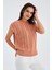 SİMA BLOUSE Ajur Detaylı Düşük Kollu Yazlık Kadın Triko Bluz - Somon 2