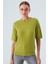 NICOLE BLOUSE Saç Örgülü Kısa Kollu Kaşmirli Kadın Triko Bluz - Yeşil 2