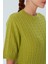 NICOLE BLOUSE Saç Örgülü Kısa Kollu Kaşmirli Kadın Triko Bluz - Yeşil 5