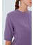 NICOLE BLOUSE Saç Örgülü Kısa Kollu Kaşmirli Kadın Triko Bluz - Pastel Mor 3