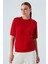 NICOLE BLOUSE Saç Örgülü Kısa Kollu Kaşmirli Kadın Triko Bluz - Kırmızı 2
