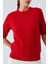 NICOLE BLOUSE Saç Örgülü Kısa Kollu Kaşmirli Kadın Triko Bluz - Kırmızı 3