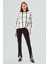 GEMMA BLOUSE Bebe Yaka Geometrik Desenli Kadın Triko Bluz - Ekru/Siyah 1