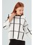 GEMMA BLOUSE Bebe Yaka Geometrik Desenli Kadın Triko Bluz - Ekru/Siyah 5