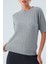 NICOLE BLOUSE Saç Örgülü Kısa Kollu Kaşmirli Kadın Triko Bluz - Gri Melanj 4