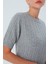 NICOLE BLOUSE Saç Örgülü Kısa Kollu Kaşmirli Kadın Triko Bluz - Gri Melanj 5