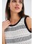 KIYO BLOUSE Püskül Detaylı Kolsuz Yazlık Kadın Triko Bluz - Ekru/Siyah 4