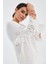 HİROMİ BLOUSE %100 Pamuk V Yaka 3/4 Çan Kol Yazlık Kadın Bluz - Beyaz 4