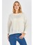 MEADOW BLOUSE Ön ve Arka Pile Detaylı Salaş Kadın Triko Bluz - BEYAZ 2