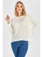MEADOW BLOUSE Ön ve Arka Pile Detaylı Salaş Kadın Triko Bluz - BEYAZ 3
