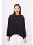 MEADOW BLOUSE Ön ve Arka Pile Detaylı Salaş Kadın Triko Bluz - SİYAH 2