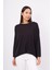 MEADOW BLOUSE Ön ve Arka Pile Detaylı Salaş Kadın Triko Bluz - SİYAH 5