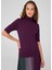 BETTY BLOUSE Balıkçı Yaka Kısa Kollu İnce Basic Kadın Triko Bluz - Mor Melanj 2