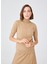 BETTY BLOUSE Balıkçı Yaka Kısa Kollu İnce Basic Kadın Triko Bluz - Camel Melanj 5