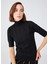 BETTY BLOUSE Balıkçı Yaka Kısa Kollu İnce Basic Kadın Triko Bluz - Siyah 2