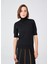 BETTY BLOUSE Balıkçı Yaka Kısa Kollu İnce Basic Kadın Triko Bluz - Siyah 3