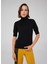 BETTY BLOUSE Balıkçı Yaka Kısa Kollu İnce Basic Kadın Triko Bluz - Siyah 5
