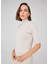 BETTY BLOUSE Balıkçı Yaka Kısa Kollu İnce Basic Kadın Triko Bluz - Ekru Melanj 3