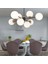 8'li Beyaz Camlı Modern Oturma Odası Salon Avizesi, Metal Malzeme, 95x73 cm 1