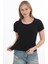 Kadın Fitilli Likralı Pamuk Basic Tshirt 2