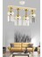 Derin 4 Lü Kristal Taşlı Caka Beyaz Gold Yaldız Lüks Modern Avize 1