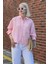 Pembe Çizgili Oversize Kadın Gömlek MG2093 2