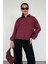 Bordo Çizgili Oversize Kadın Gömlek MG2093 1