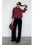 Bordo Çizgili Oversize Kadın Gömlek MG2093 4