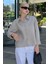 Gri Çizgili Oversize Kadın Gömlek MG2093 3