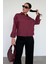 Bordo Çizgili Oversize Kadın Gömlek MG2093 2
