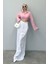 Beyaz Yüksek Bel Bol Paça Pantolon MG2408 3