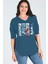 Büyük Beden Deniz Feneri Salty Baskılı Yarım Kol Yan Yırtmaç Bluz 1