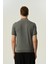 Triko Polo Yaka Çizgi Detay Tshirt %100 Pamuk Gri 3