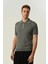 Triko Polo Yaka Çizgi Detay Tshirt %100 Pamuk Gri 4
