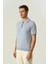 Triko Polo Yaka Çizgi Detay Tshirt %100 Pamuk Mavi 2