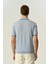Triko Polo Yaka Çizgi Detay Tshirt %100 Pamuk Mavi 3