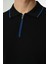 Triko Polo Yaka Çizgi Detay Tshirt %100 Pamuk Lacivert 5