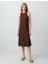 Acı Kahve Rahat Kesim Kolsuz Bisiklet Yaka Örme Midi Elbise 1
